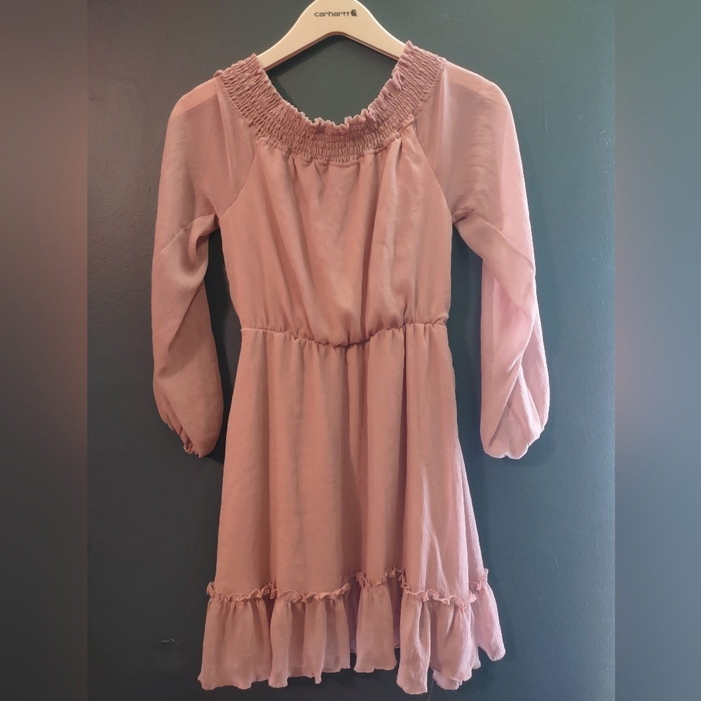 Women's Pastel Pink Ruffled Boho Dress - Size S - Picture 3 of 5